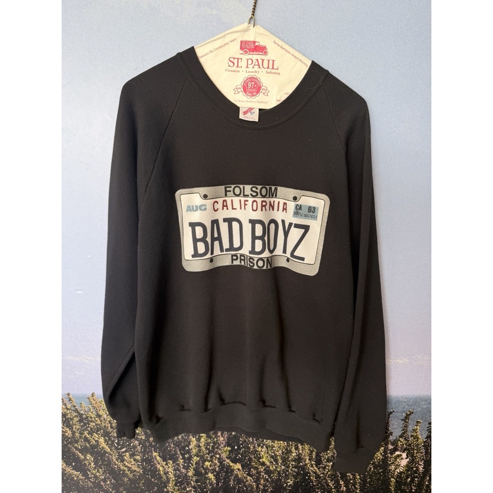 Vintage 1990s Folsom Prison Bad Boyz Shirt License Plate Best USA Sweatshirt XL